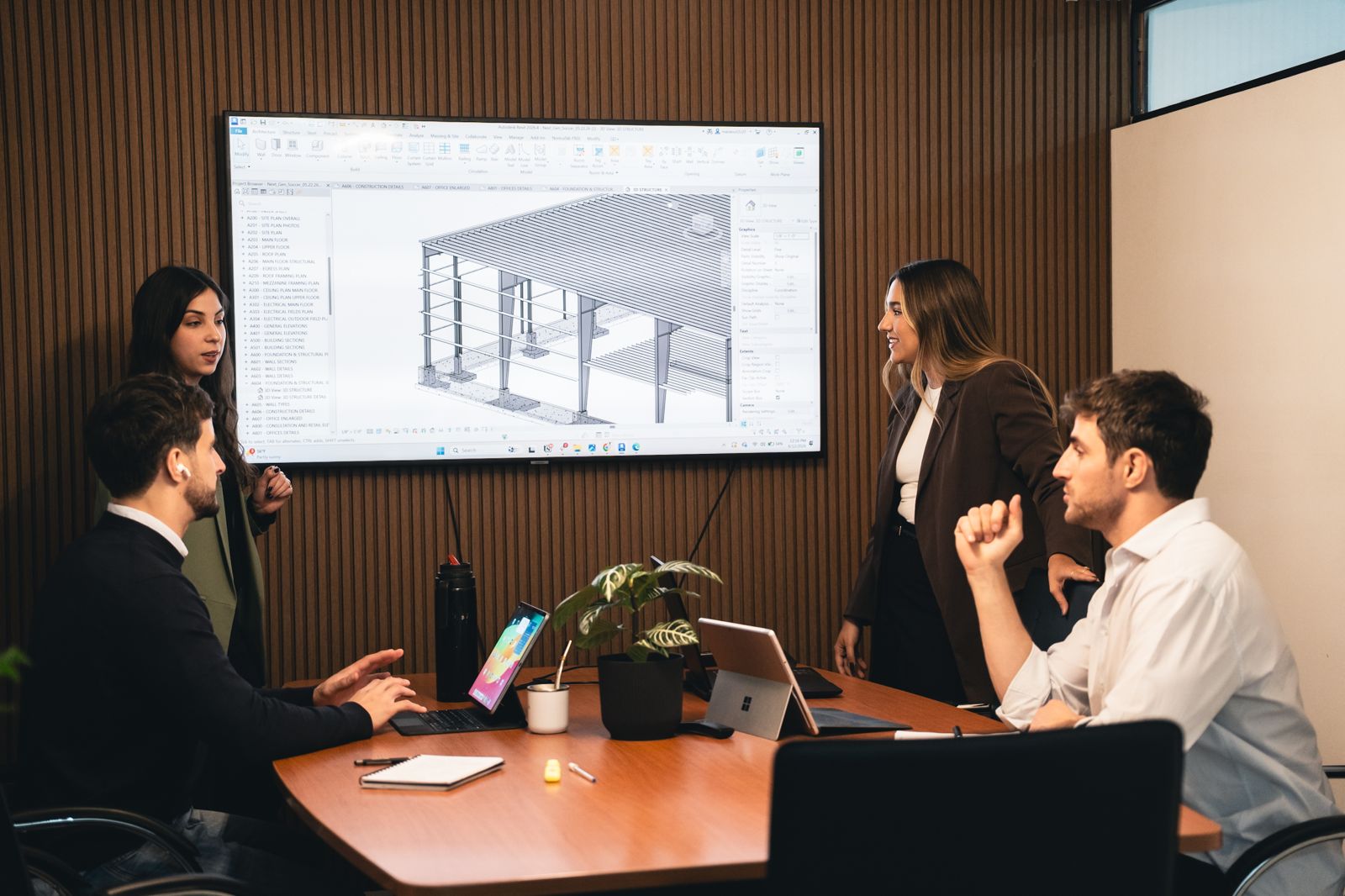 Milvers team reviewing a 3D structural model